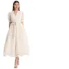 Ropa de Mujer de Comercio Exterior, Foto Real de Vestido de Verano de Alta Gama Estilo Francés con Ceñido a la Cintura, Bordado Pesado, Cuello en V, Multicolor y Diseño Elegante