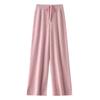 Pantalones de pierna ancha rojos gruesos 100% lana para Otoño e Invierno de Año Nuevo para Mujer de Cintura Alta Rectos Ropa Exterior Pantalones que Arrastran el Suelo Pantalones Colgantes