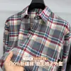 Chaqueta de gama altaCamisa de manga larga para hombre de algodón puro cepillado, nueva camisa casual a cuadros para hombre de otoño 2026