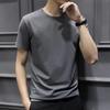 Camiseta de verano para hombre, de color blanco liso, de manga corta, con cuello redondo, manga corta, estilo coreano, entallada y elegante, de talla grande