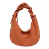 Bolsa de ombro única em veludo cotelê, cor sólida, versátil, simples e casual, bolsa tipo "dumpling" com cordão, grande capacidade, adequada para campus e deslocamento, bolsa transversal