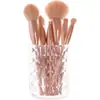 Contenedor de Almacenamiento para Brochas de Maquillaje con Patrón de Diamante Portalápices Soporte para Brochas Organizador de Lápices de Cejas de Escritorio Caja de Almacenamiento para Pinceles de Sombra de Ojos Transparente