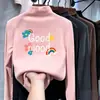 Ropa interior térmica para niñas con forro polar, cuello alto medio, top cálido para niños mayores, ropa interior de otoño e invierno, camiseta de manga larga para estudiantes, ropa para niños