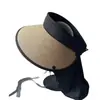 Sombrero de ala ancha con protección solar tipo chal para mujer, protección de verano, sombrero de sol de paja tejido con parte superior vacía, plegable