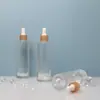 Frasco Conta-gotas Transparente de Ombro Plano 80ml Frasco Conta-gotas para Essência Frasco de Vidro Transparente para Essência Frasco para Óleo Essencial