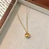Estilo Chino Retro Lujo Ligero Diseño de Nicho Carácter de Fortuna Caballo Pequeño Ladrillo de Oro Colgante Cadena de Acero de Titanio Collar para Mujer Cadena para Clavícula Accesorio