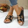 Transfronterizo Nuevo Amazon 43 Talla Grande Zapatos de Mujer Corcho Suela Gruesa Corte Hebilla Metálica Costura Suela Boca de Pez Chanclas