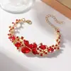 Conjunto de colar exagerado de joias vermelhas vintage transfronteiriço, joias de cristal luxuosas, acessórios para vestido de festa, fornecimento direto do fabricante