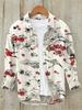 Camisa de Manga Larga de Verano Fina Vintage Lar para Hombre Estilo Coreano Estampado Creativo de Flor de Ciruelo Manga Larga Holgada Elegante