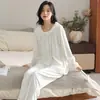 Pijama de Algodón Puro para Mujer, Nuevo Estilo Primavera y Otoño, Manga Larga y Pantalón Largo, Cuello Peter Pan, Dulce y Lindo, Se Puede Usar Afuera, Conjunto para Estar en Casa