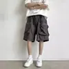 Pantalones Cortos para Hombre 2024 Verano Nuevo Estilo Bolsillo Grande Cargo Holgado Pierna Ancha Streetwear Elegante Juventud Cinco Puntos Pantalones Cortos Algodón Puro