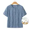 Roupas de Verão da Mamãe 2026 Novo Estilo Camiseta de Manga Curta 100% Algodão Moda Casual para Mulheres de Meia-Idade e Idosas Conjunto de Tops de Verão