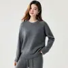Perezoso~Suave y pegajoso cachemir costilla ancha cuello redondo grueso hueco color liso moderno suéter de punto pullover suéter versátil