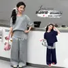 Ropa Infantil 2026 Nuevo Estilo de Verano para Niñas, Conjunto de Dos Piezas Súper Elegante Estilo Coreano, Pantalones de Pierna Ancha de Manga Corta de Verano para Niñas