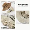 Moda Casual de Verano Rayas Todo-partido Transpirable Sombrero de Pescador de Paja para Mujer Protector Solar de Playa Sombrero de Paja