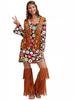 2026 Amazon Halloween Transfronterizo Ropa de Mujer Años 70 80 Ropa Hippie Vestido Estampado