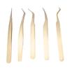 Pinzas para Pestañas Postizas del Fabricante en Stock, Pinzas de Acero Inoxidable para Extensiones de Pestañas, Pinzas de Pestañas de Alta Precisión, Pinzas Doradas con Forma de Delfín para Pestañas de Belleza