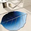 Alfombra absorbente antideslizante para baño del hogar, alfombra absorbente con drenaje de agua para encimera de cocina, alfombrilla de suelo simple de tierra de diatomeas con forma de hoja