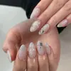Uñas Portátiles de Navidad Copo de Nieve Amor Brillo Manicura Uñas Postizas Cortas Almendra Mariposa Uñas Largas Europeas y Americanas Venta al por Mayor