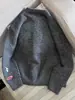 Suéter Cinza de Malha de Alta Qualidade com Logo Bordado de Desenho Animado Jaqueta Outono e Inverno Casual Preguiçoso Tops Casal Malha da Moda