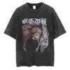 Camiseta para Hombre Talla Grande Lavada Vintage Harajuku Camiseta con Estampado Gráfico de Anime Estilo Callejero Algodón Holgada de Manga Corta