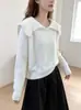 Suéter de punto liso estilo francés con solapa y manga larga para mujer, nuevo top de punto suave de terciopelo de imitación de visón, otoño e invierno 2026