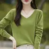 Atacado do Fabricante Suéter de Tricô Sem Costura Peça Única Decote V 2025 Novo Suéter Pulôver Manga Longa Camada Base Feminino