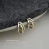 Brincos Geométricos Minimalistas com Textura de Tecido Série Ouro Café Moda Vintage para o Dia a Dia Brincos Simples Fábrica