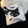 Suéter tie-dye de primavera e outono masculino gola redonda pulôver marca de moda ins high street japonês retrô americano juvenil