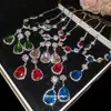 Set de Collar y Aretes Colgantes de Diamante Ovalados Forma de Gota de Agua Estilo Palacio Retro Cadena para Clavícula Lujo Ligero Collar de Gama Alta