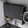 Acero Inoxidable Panal de Abeja Aluminio Gabinete para Lavadora Balcón Fregadero de Lavandería Lavabo Integrado para el Hogar con Tabla de Lavar Hecho a Medida