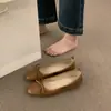 Bailarinas slip-on de cuero suave plateado estilo hada, con suela blanda y corte bajo, zapatos delicados y elegantes para combinar con una falda