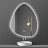 Espelho de LED para Banheiro com Design de Gota d'Água, Espelho em Formato de Lavatório, Espelho de Parede, Luxo Leve, Moderno, Regulável, Inteligente