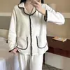 Cárdigan Casual Nuevo de Cachemira para Mujer, Holgado, Color Sólido, Ropa de Casa, Conjunto de Pijama Espesado con Acabado Pulido