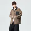 2026 Nueva Marca de Moda Estilo Americano Camisa de Mezclilla Lavada, Chaqueta Cárdigan Resistente Estilo Vintage para Hombre Ropa de Trabajo Manga Larga Chico Duro