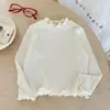 Ropa de otoño para bebé niña camiseta moderna y versátil estilo básico camisa base cuello de encaje top de otoño moderno para niñas