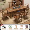Nuevo Juego de Mesa de Té y Sillas de Madera Maciza Estilo Chino para Oficina, Estación de Preparación de Té Kung Fu, Mesa de Té y Juego de Mesa de Té Todo en Uno