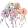 Laço de Cabelo Fofo de Flor Tulipa com Fita para Meninas, Corda para Rabo de Cavalo e Coque, Acessórios de Cabelo para Meninas