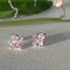 Pendientes de mariposa de circonita rosa para mujer, estilo coreano, moda de nicho, alta gama, sentido s925, plata esterlina, boca de tornillo, joyería fina