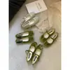 Versión de piel de oveja ~ Aumento interno de altura de 4 cm zapatillas de ballet para mujer, combinadas con faldas, zapatos Mary Jane de hada color verde terciopelo estilo francés
