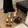 Zapatillas de Color Sólido Talla Grande 42 Punta Abierta Tacón Alto Calzado de Mujer Verano Nuevo Punta Cuadrada Tacón de Aguja Tacones Altos para Exterior
