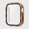 Adequado para Capa de Apple Watch, Capa de Relógio com Diamantes de Linha Única para Apple Watch 7ª Geração, Capa Protetora de Relógio com Película de Vidro Temperado de PC