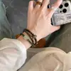 Pulsera Natural Qinan Aquilaya y Pulsera Hotan Cuentas de Jade Qingshui Fugui Show Cuentas de Buda Blanco y Cuentas de Rosario Apiladas en Círculos para Mujeres