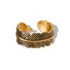 Anillo abierto ajustable de acero inoxidable chapado en oro de 18K para hombre y mujer, anillo de acero de titanio con pluma valgus estilo coreano de moda