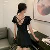 Traje de baño para mujer manga de hoja de loto falda delgada conservadora estilo coreano ins sexy de una pieza hada fan traje de baño de aguas termales al por mayor