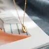 Colar com Pingente de Concha Estilo Ins Luxo Leve Europeu e Americano Moda Aço Titânio para Mulheres Estilo de Nicho Versátil Corrente para Clavícula