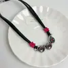 2023 novo colar de couro com botão de estrela de cinco pontas corrente clavicular feminino moda hot girl dopamina personalidade moda