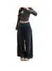 Pantalones de Linterna Perezosa Gris Oscuro para Mujer Otoño 2026 Nuevo Estilo Petite Botones Cintura Alta Pantalones de Arroz Glutinoso Pantalones Sueltos con Puños