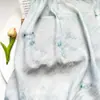 Nuevo Estilo Chino Impresión Digital Aguja de Pino Azul Neblina Brocado Tela de Algodón Estilo Étnico Vestido Cheongsam Top Tela Dinastía Han