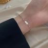Pulsera de plata de ley s925 con diseño de la suerte y forma cuadrada para mujer, estilo informal, combinable con todo.